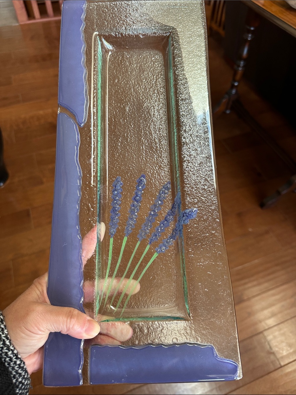 Handcrafted Purple Glass Lavender Tray - Decorative Platter